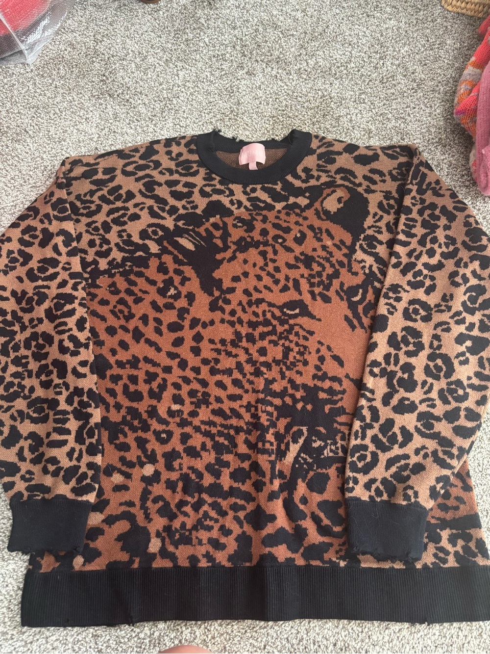 Show Me Your MuMu Brown and Black Leopard Crewneck Sweater